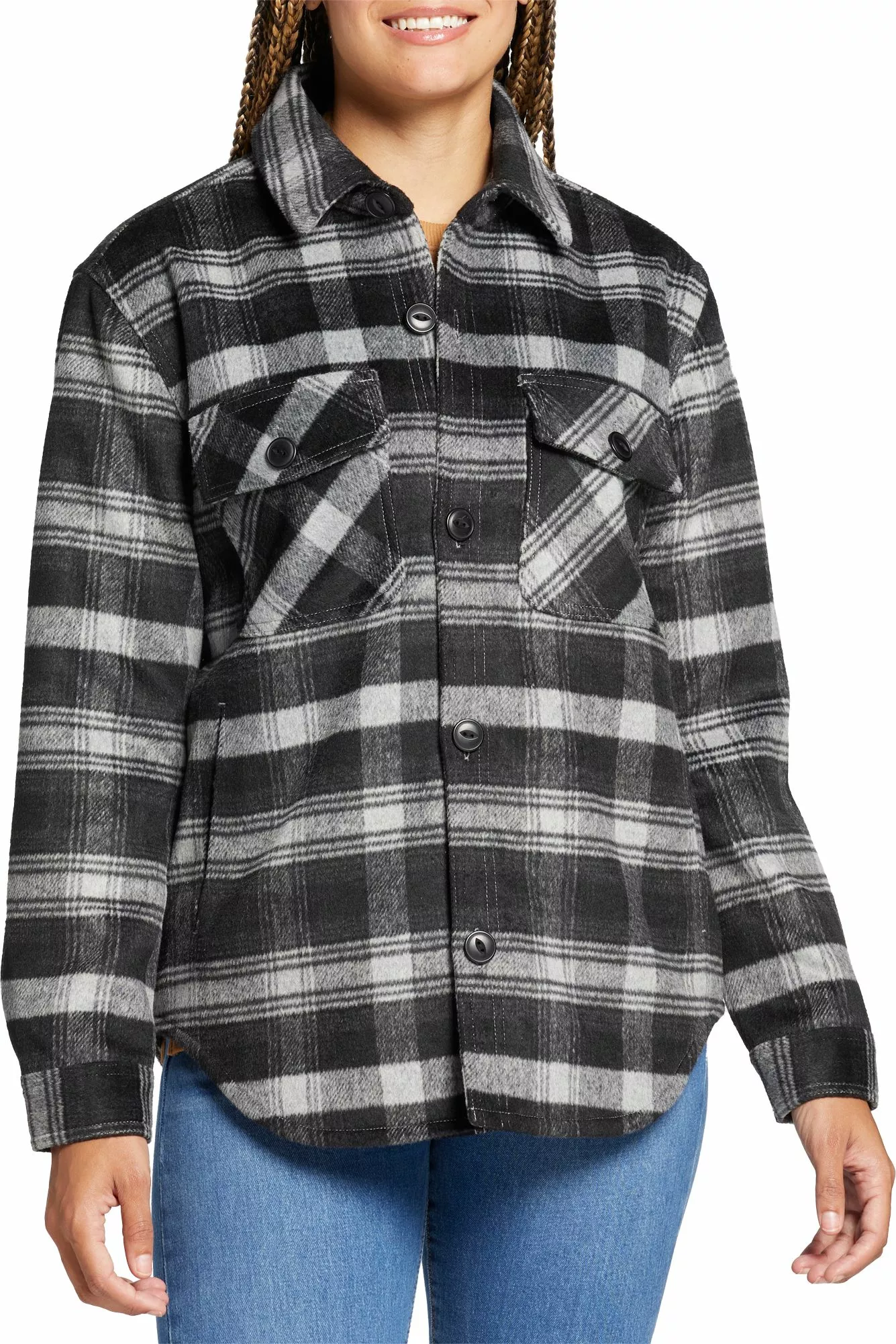 Alpine Design Women's Aerial Trail Wool Shirt Jacket For Women Plaid Ombre Pure Black 3 Alpine Design Women's Aerial Trail Wool Shirt Jacket For Women Plaid Ombre Pure Black