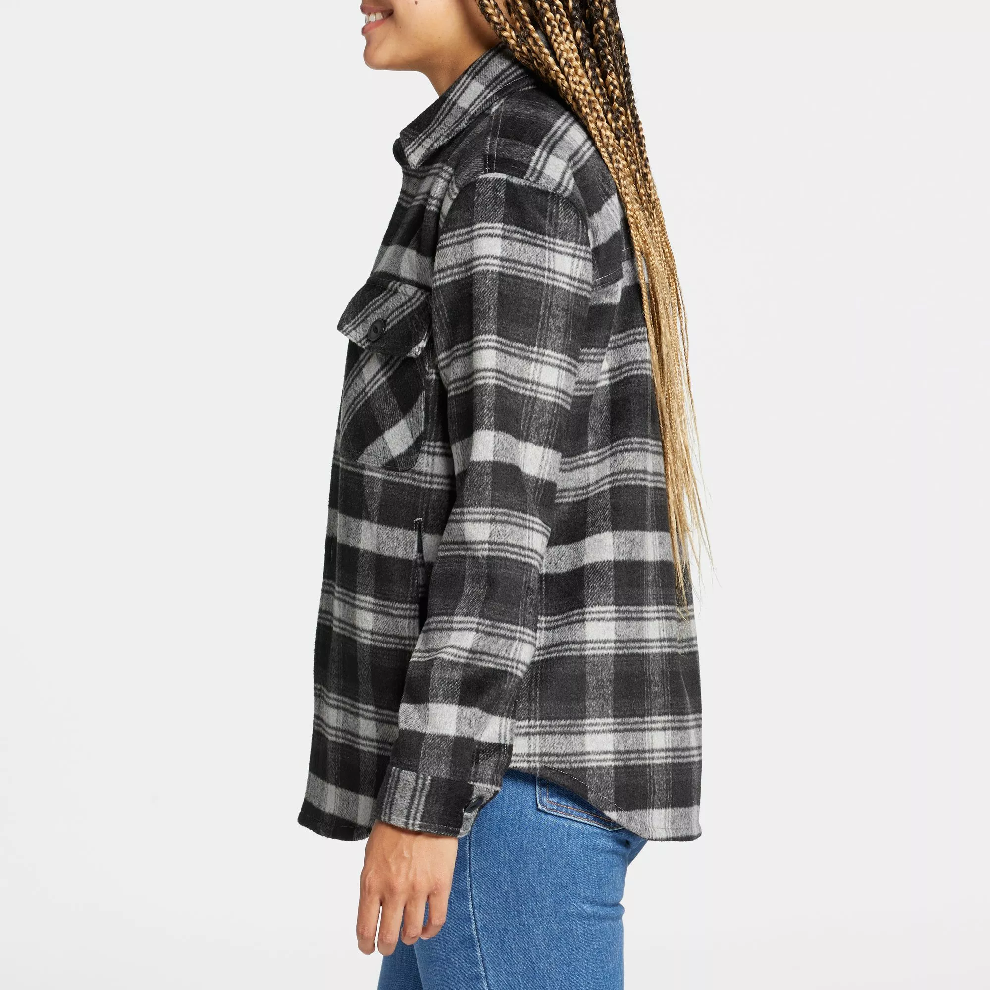 Alpine Design Women's Aerial Trail Wool Shirt Jacket For Women Plaid Ombre Pure Black 6 Alpine Design Women's Aerial Trail Wool Shirt Jacket For Women Plaid Ombre Pure Black - Image 4