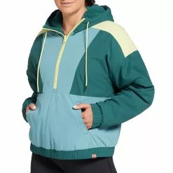 Alpine Design Women's Down Home Reversible Sherpa Jacket For Women Conifer/citron Crush