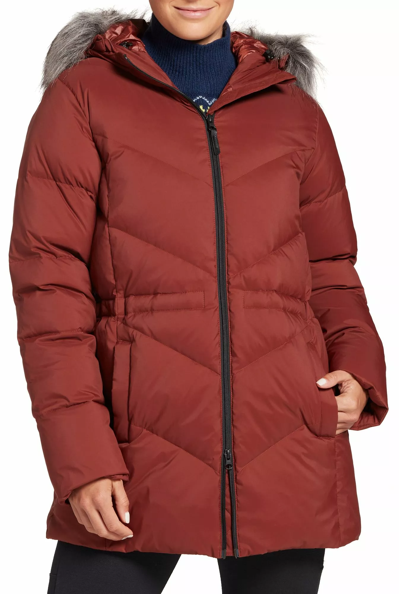 Alpine Design Women's Dream Puff Faux Fur Down Jacket For Women Red Chestnut 2 Alpine Design Women's Dream Puff Faux Fur Down Jacket For Women Red Chestnut