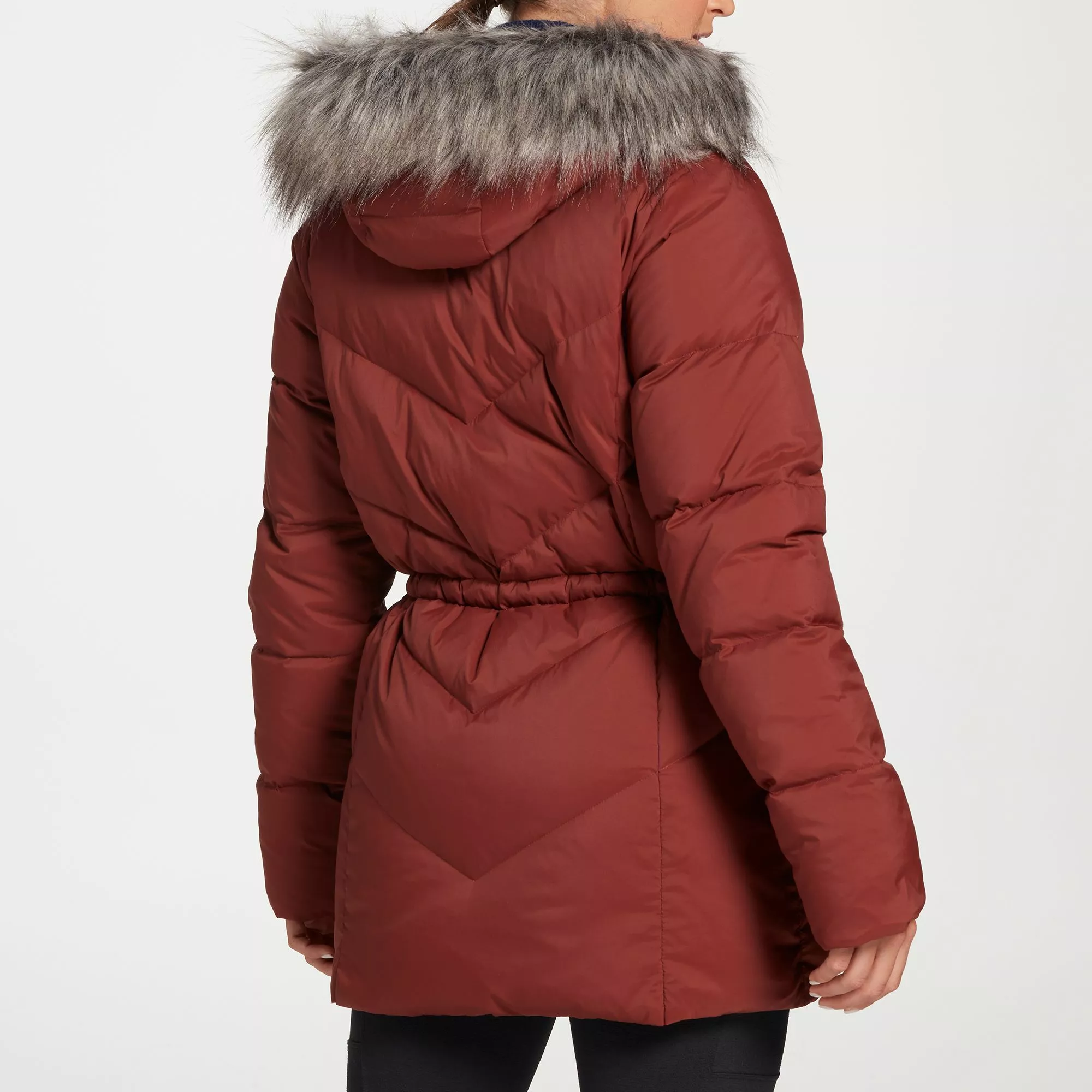 Alpine Design Women's Dream Puff Faux Fur Down Jacket For Women Red Chestnut 4 Alpine Design Women's Dream Puff Faux Fur Down Jacket For Women Red Chestnut - Image 3