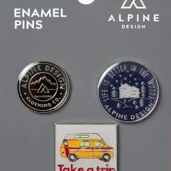 Alpine Design Silver Pins - 3 Pack For Unisex Black/white/blue