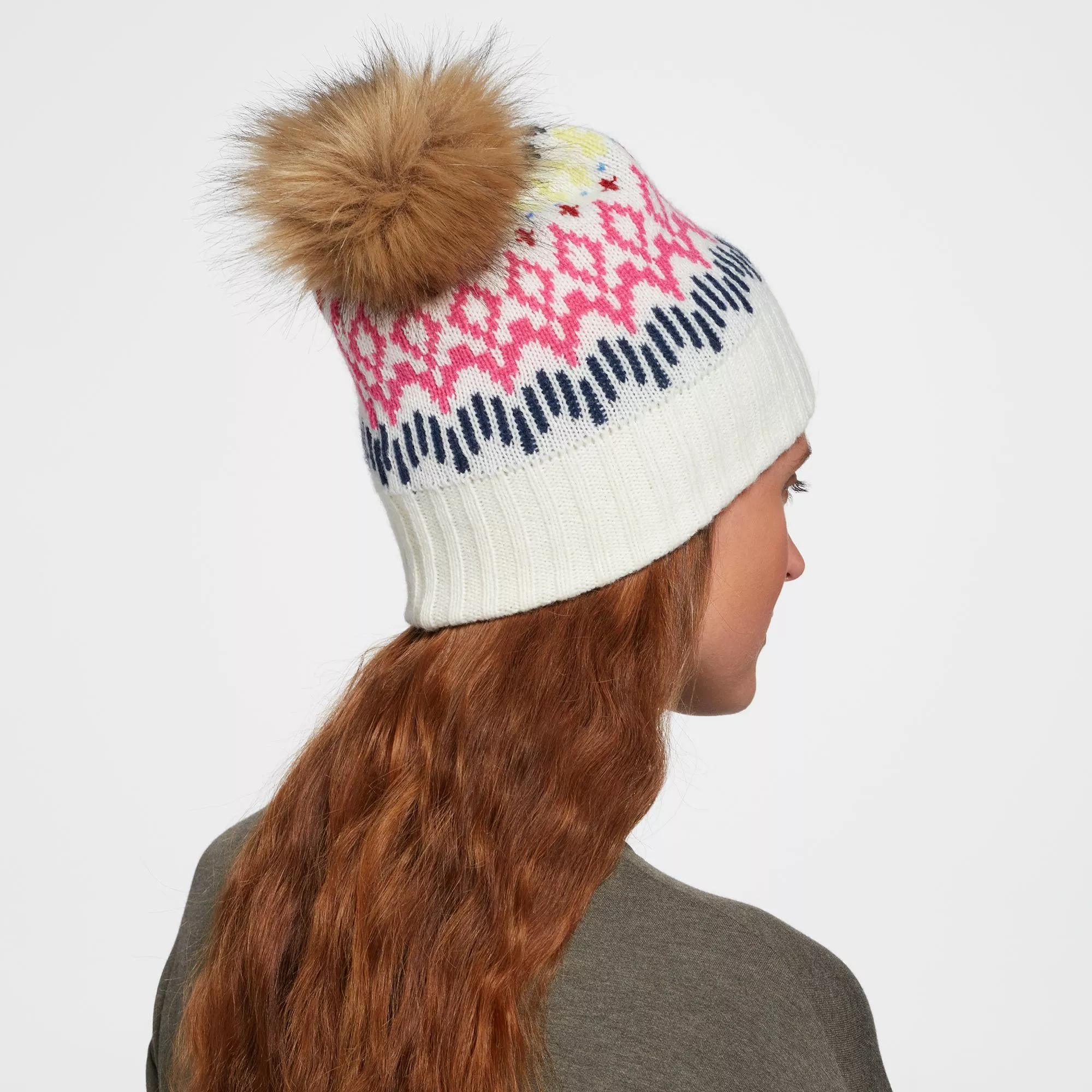 Alpine Design Women's Fair Isle Beanie For Women Cream 4 Alpine Design Women's Fair Isle Beanie For Women Cream - Image 2
