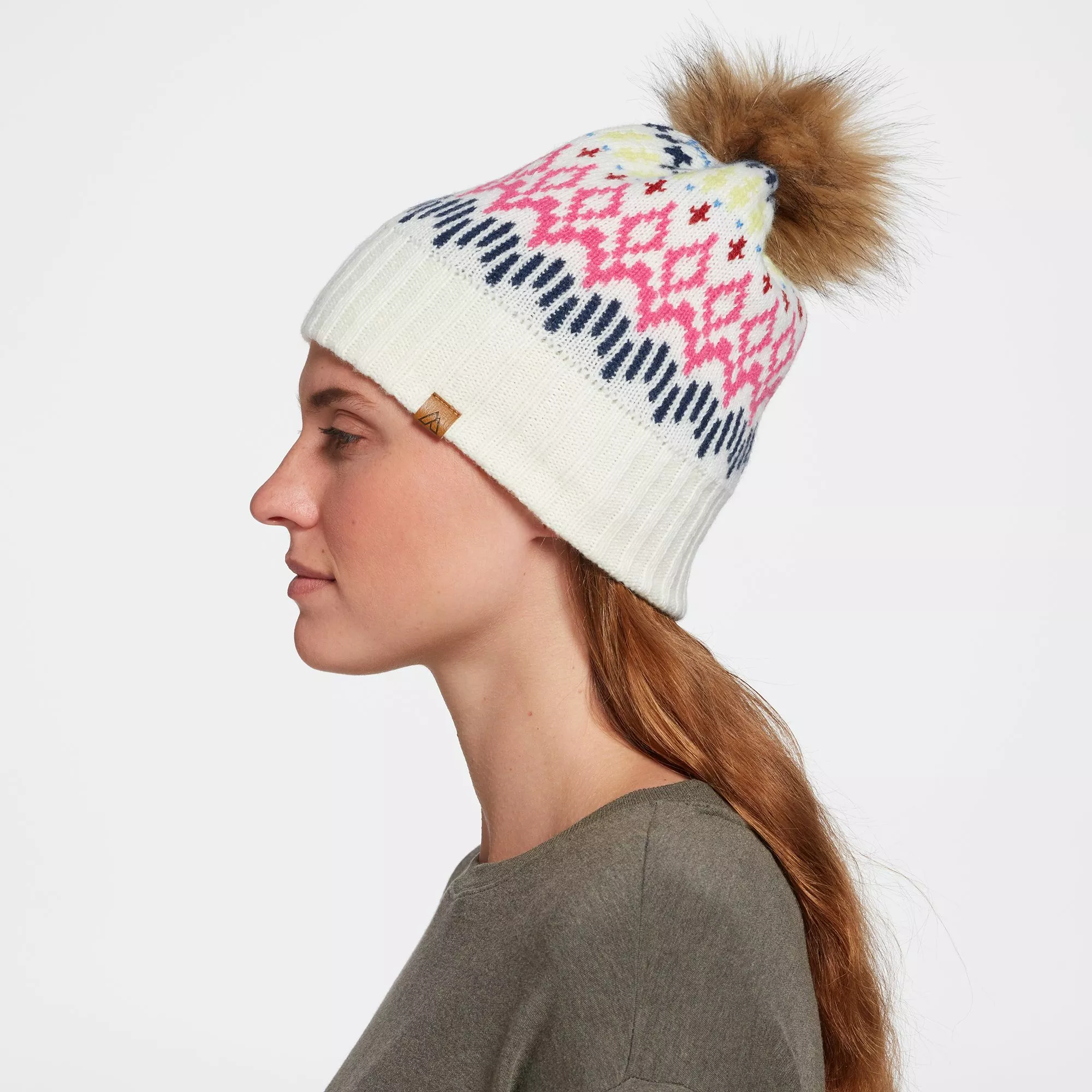 Alpine Design Women's Fair Isle Beanie For Women Cream 5 Alpine Design Women's Fair Isle Beanie For Women Cream - Image 3