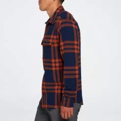 Alpine Design Men's Wanderful Knit Long Sleeve Shirt For Men Three Stripe Plaid Navy -Alpine Design Sales Store unnamed file 792