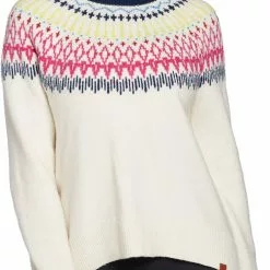 Alpine Design Women's Dawn Calm Fair Isle Mock Neck Sweater For Women Fairisle Conifer/unbleach
