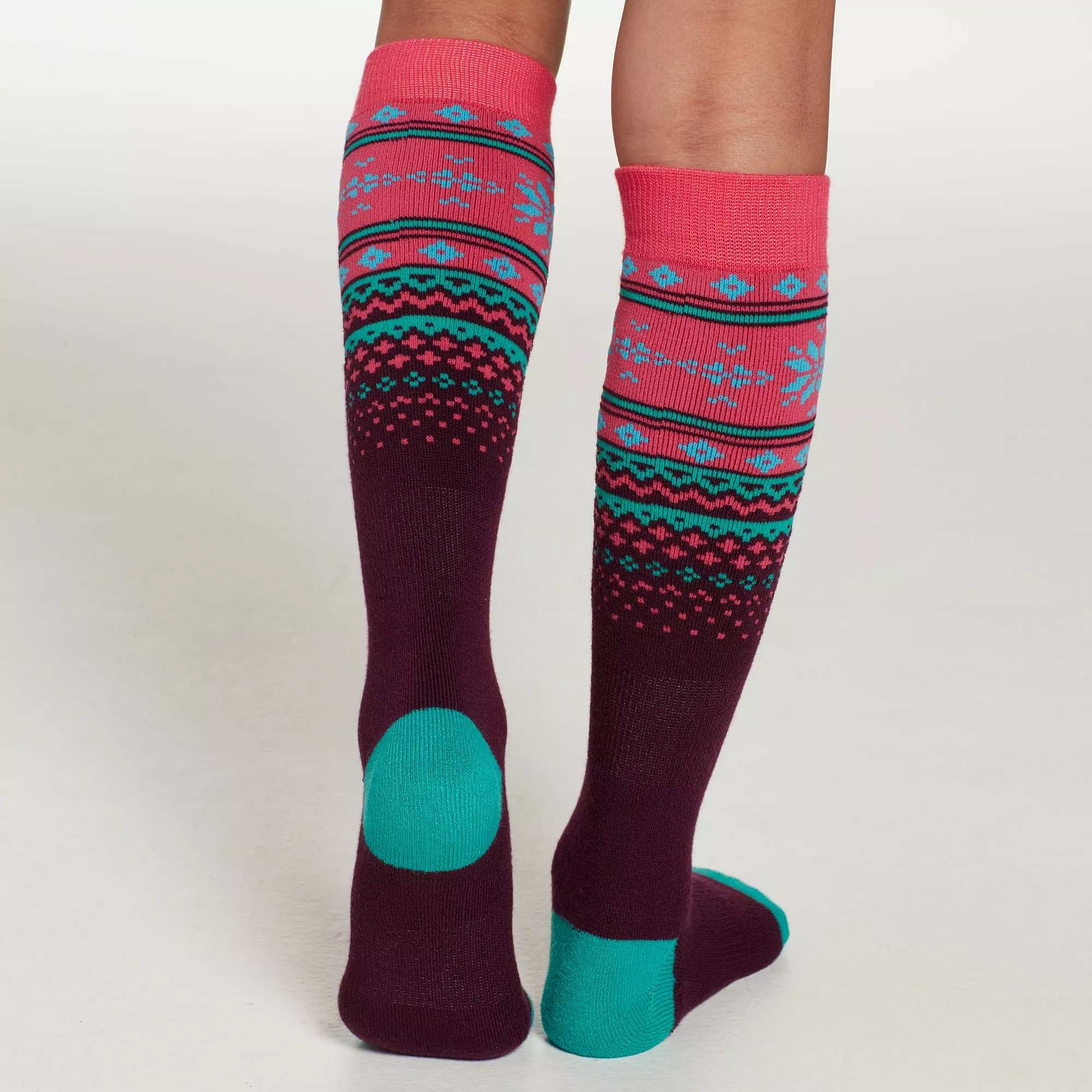 Alpine Design Girls' Snow Sport Over-the-Calf Socks - 2 Pack For Girls' Snowflake Fairisle 4 Alpine Design Girls' Snow Sport Over-the-Calf Socks - 2 Pack For Girls' Snowflake Fairisle - Image 3